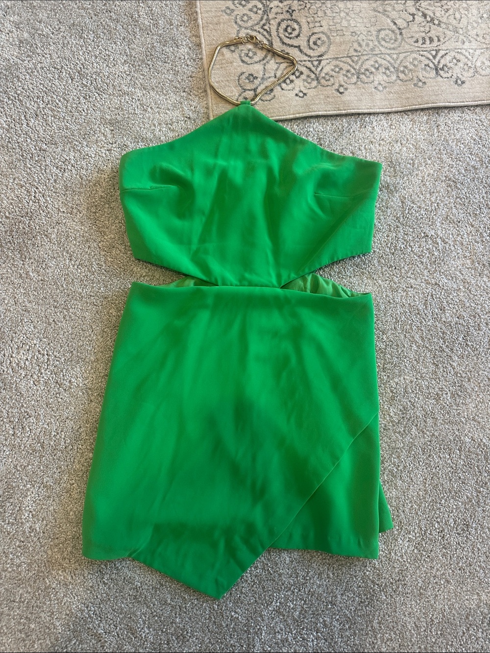 Amanda Uprichard Bright Green Halter Cutout Dress